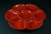 Enfärgat Stort Bra Uppläggningsfat i Keramik från Spanien med 7 Fack i Rött